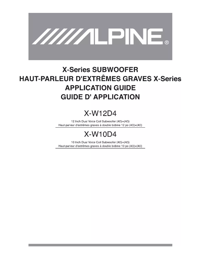 Page 1 of the manual User Manual Alpine X-W10D4