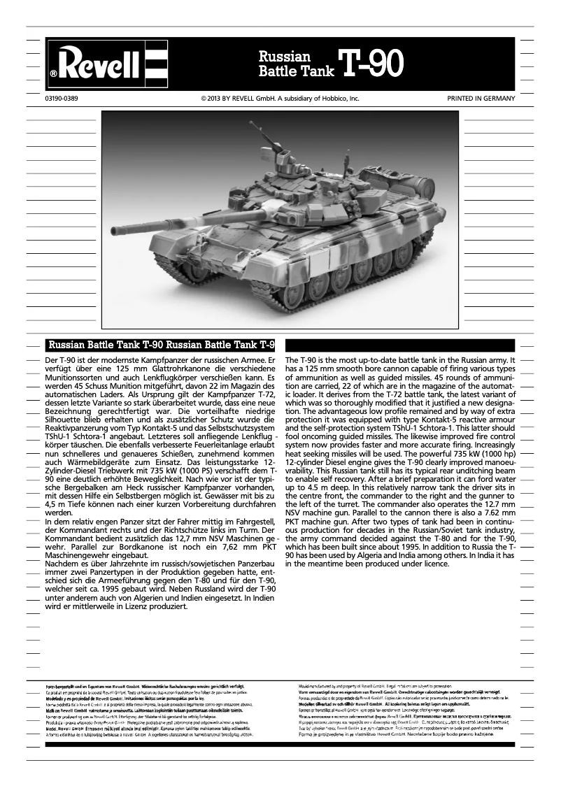 Page 1 of the manual User Manual Revell Tank T-90