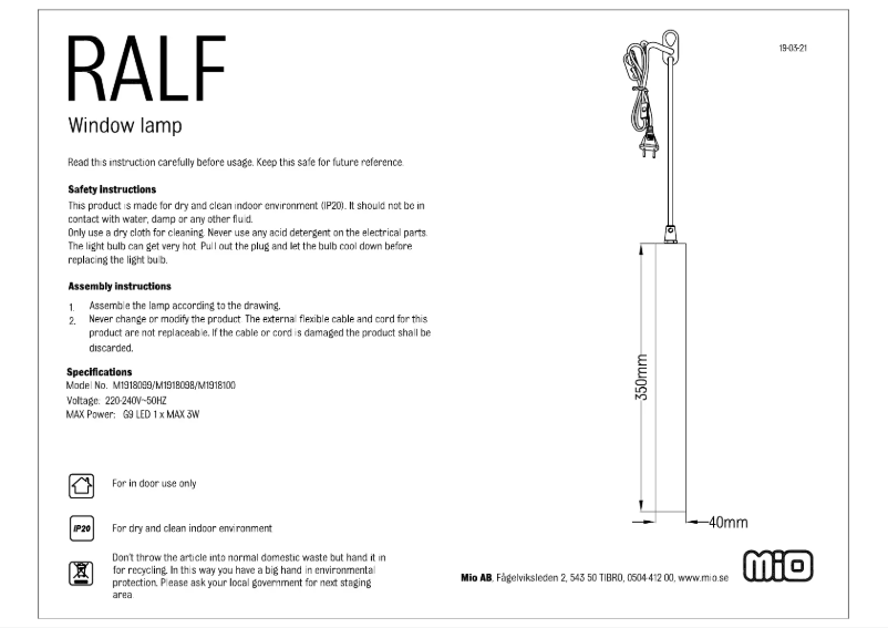 Page 1 of the manual User Manual Mio Ralf
