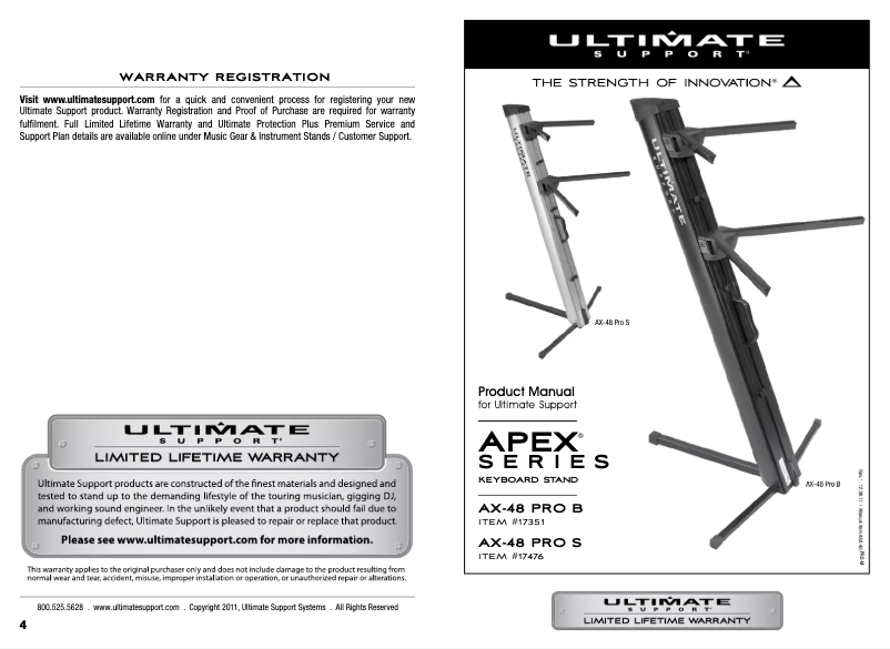 Page 1 of the manual User Manual Ultimate Support APEX AX-48 Pro