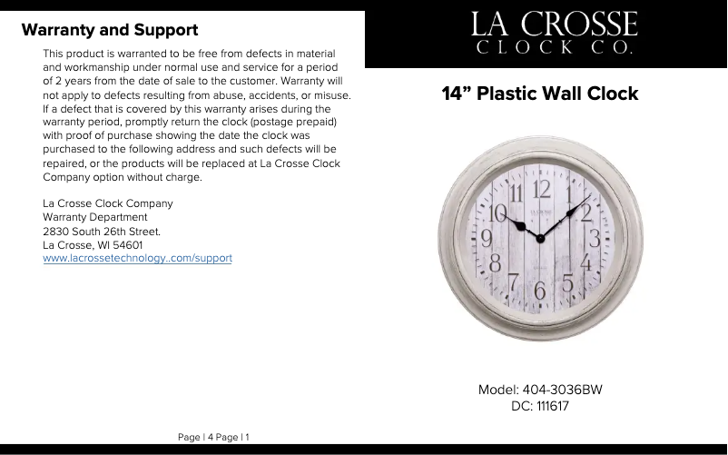 Page 1 of the manual User Manual La Crosse Technology 404-3036BW