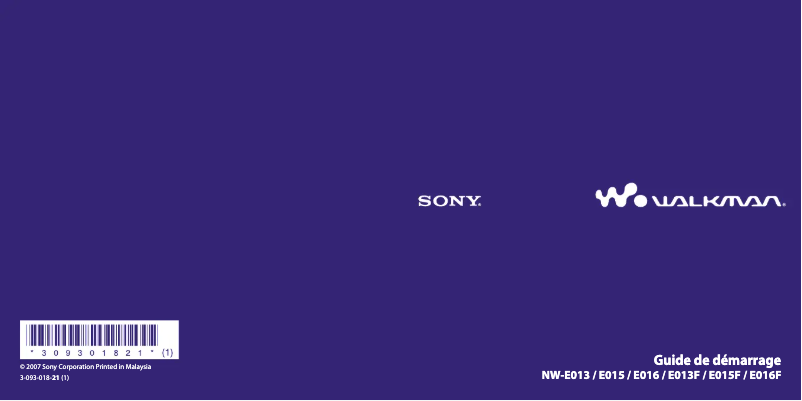 Page 1 of the manual User Manual Sony NW-E016