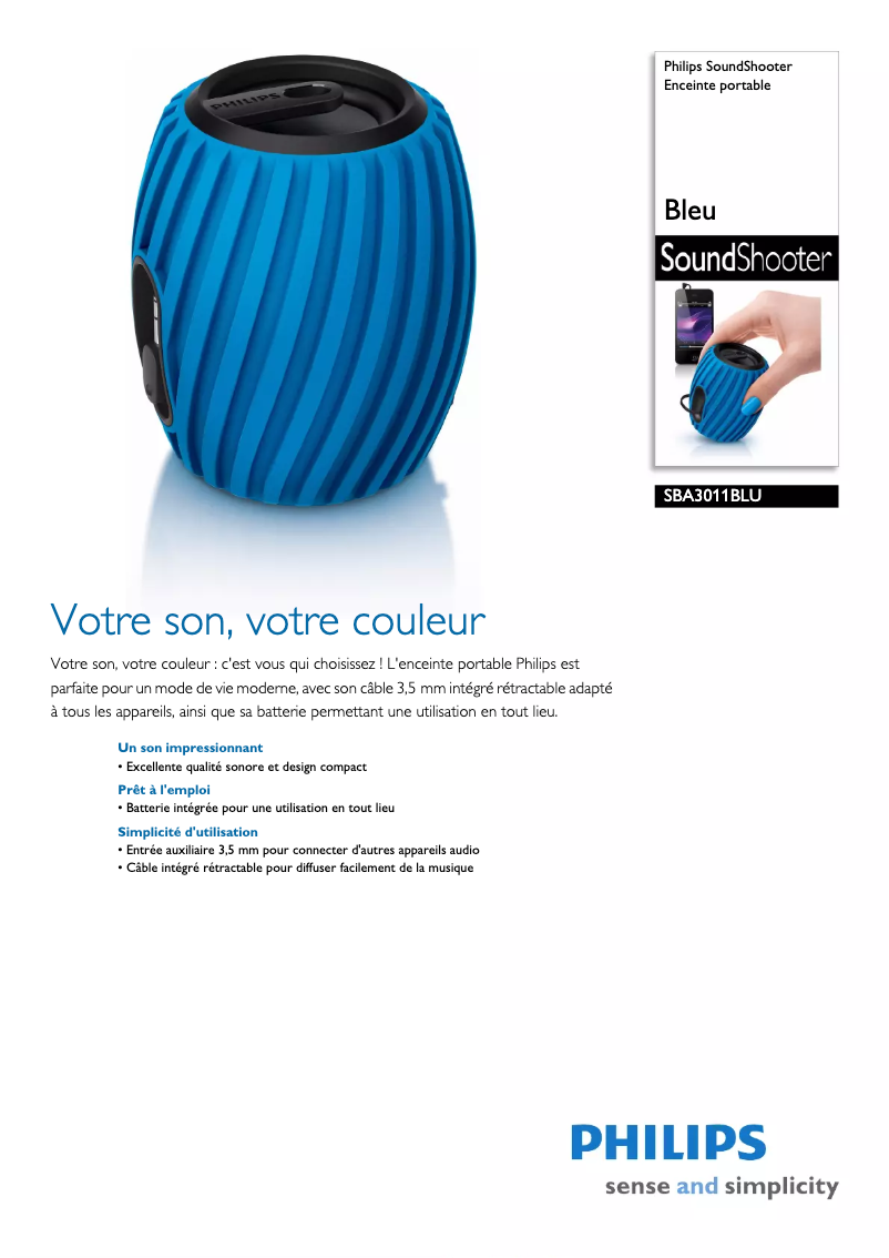 First page image of the manual for SoundShooter SBA3011