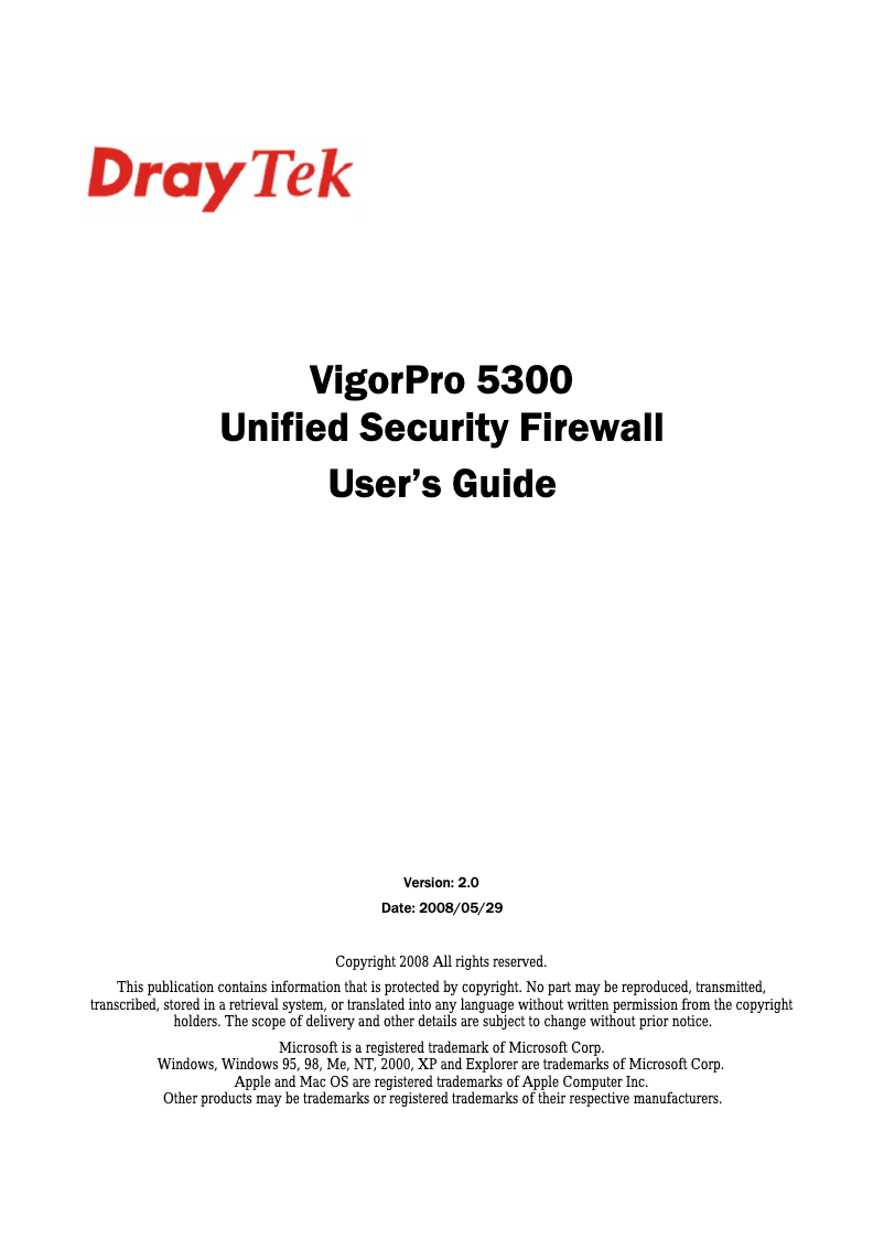 Page 1 of the manual User Manual Draytek VigorPro 5300VS