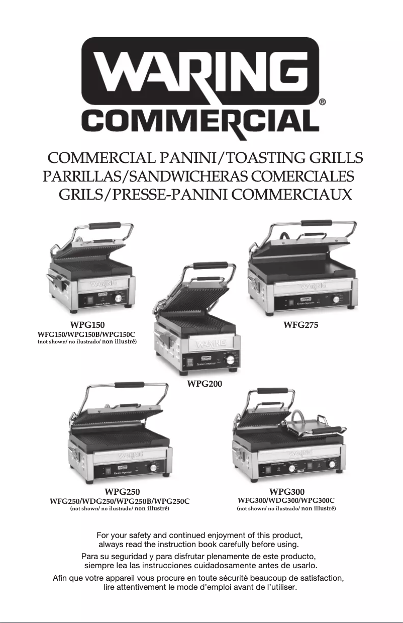 Page 1 of the manual User Manual Waring Commercial WPG200