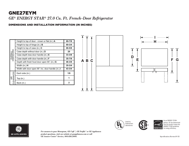 First page image of the manual for GNE27ESMSS