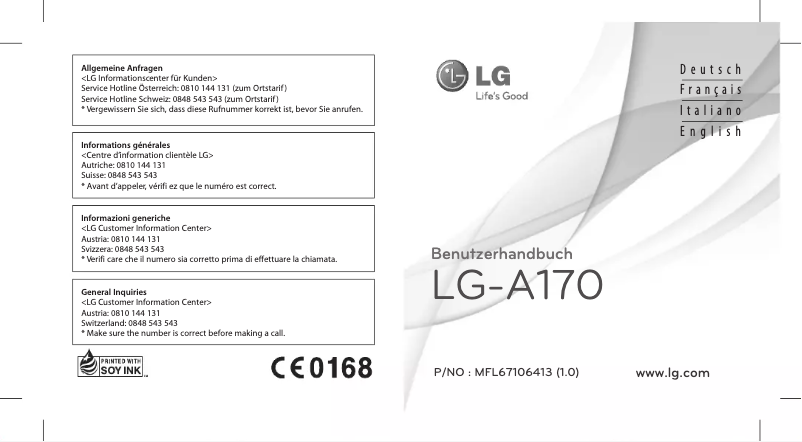 Page 1 of the manual User Manual LG A170