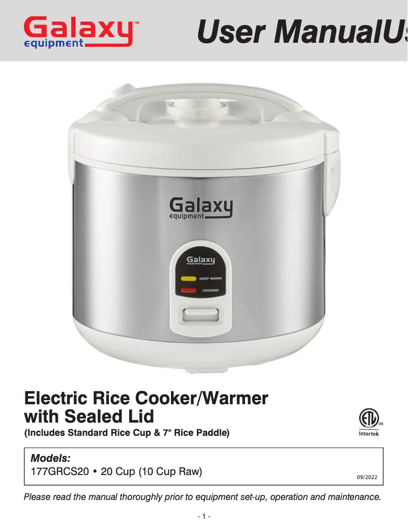 First page image of the manual for GRCS20