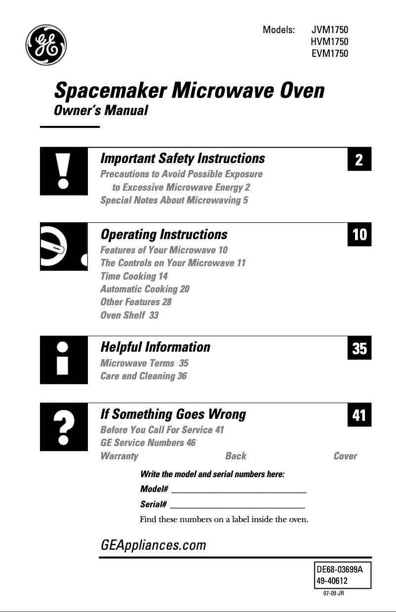 First page image of the manual for HVM1750DPBB