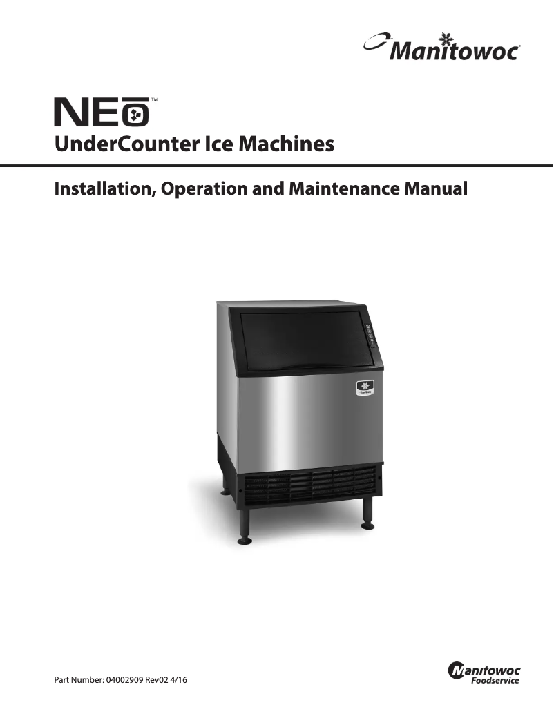 Page 1 of the manual User Manual Manitowoc UY-0140A