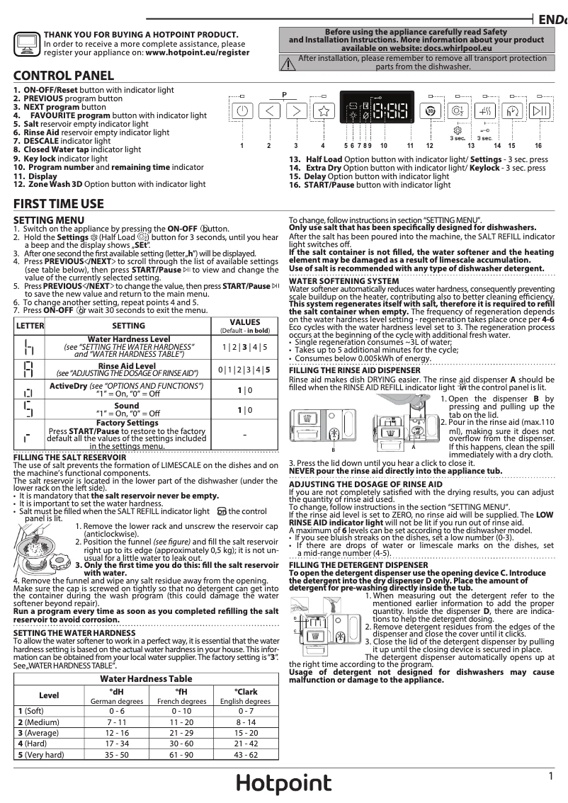 First page image of the manual for H7F HP43 X UK