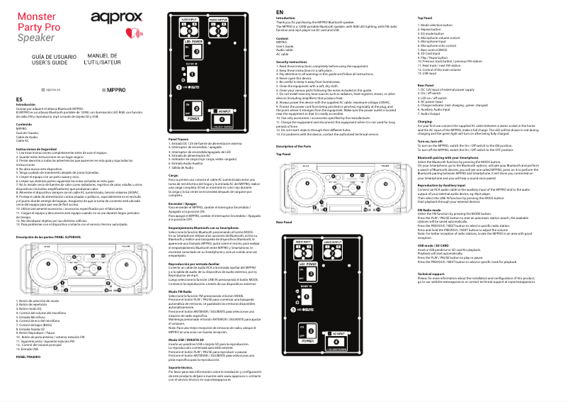 Page 1 of the manual User Manual Approx MPPRO