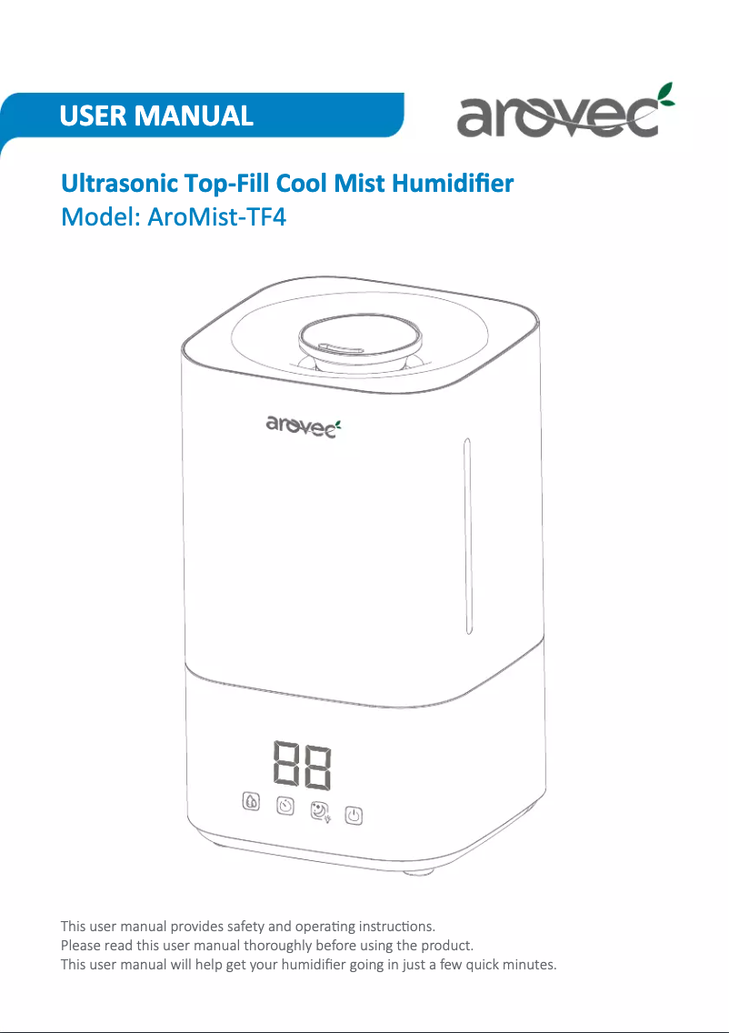 Page 1 of the manual User Manual Arovec AroMist-TF4