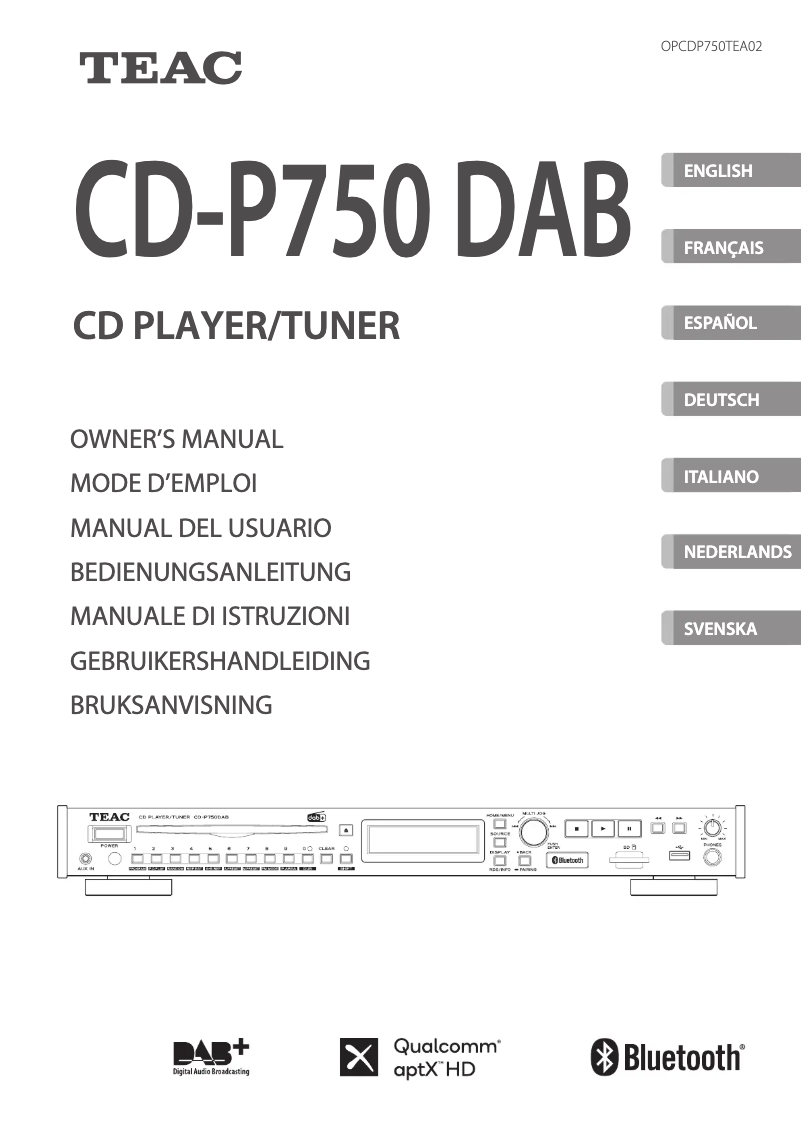 Page 1 of the manual User Manual Teac CD-P750DAB