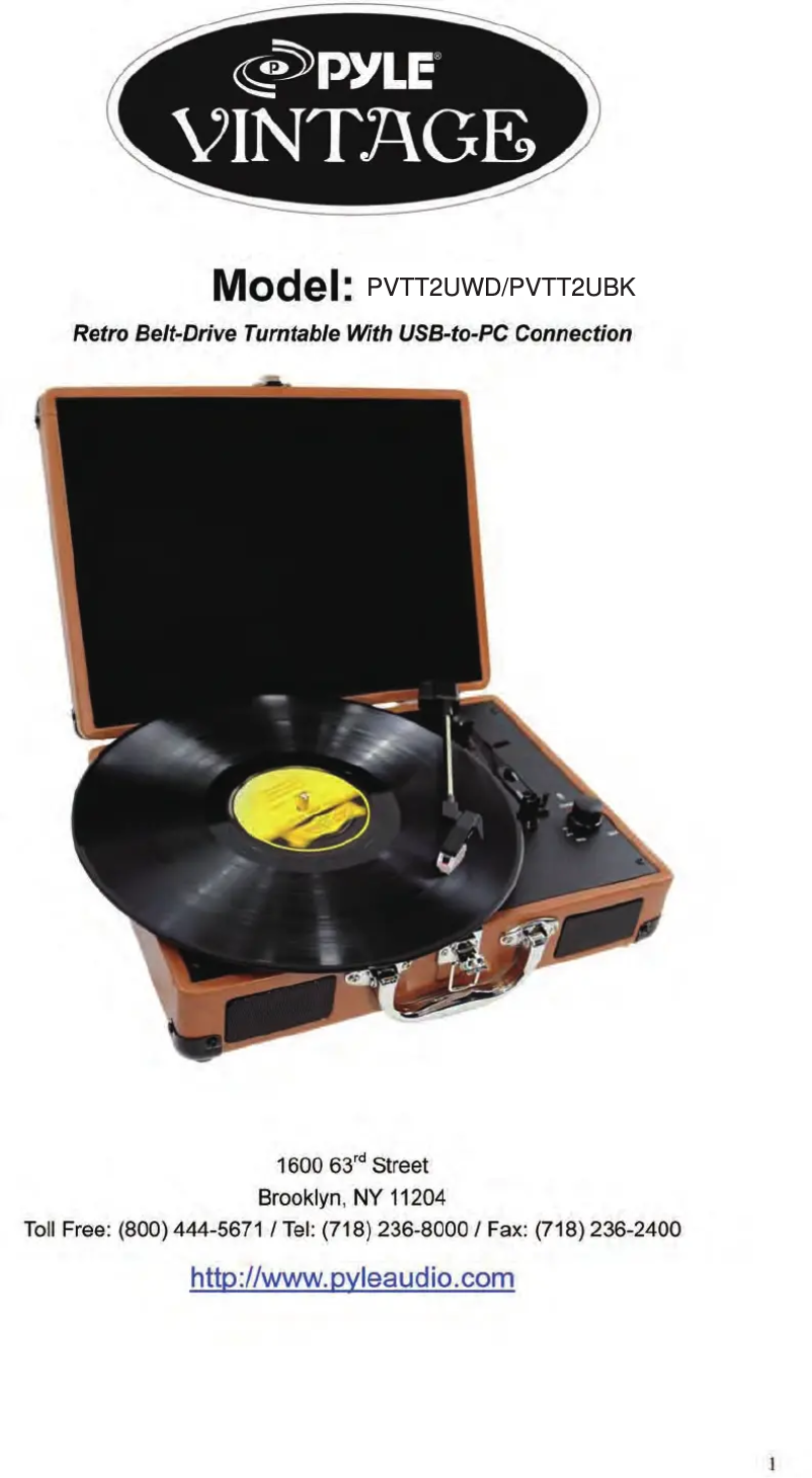 First page image of the manual for Vintage PVTT2UBK