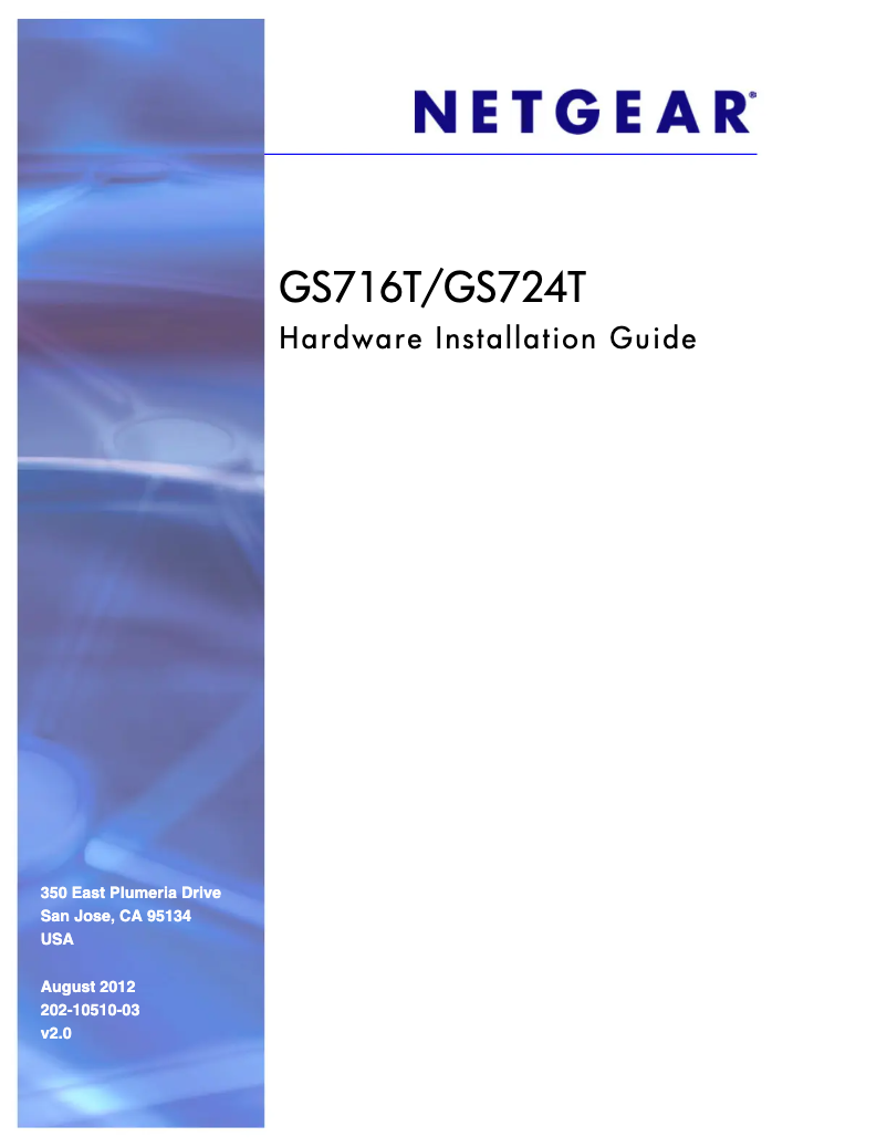 First page image of the manual for GS724T