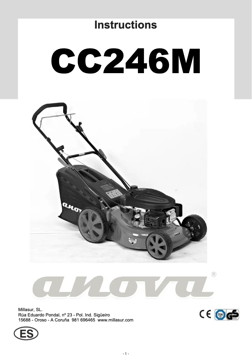 Page 1 of the manual User Manual Anova CC246M