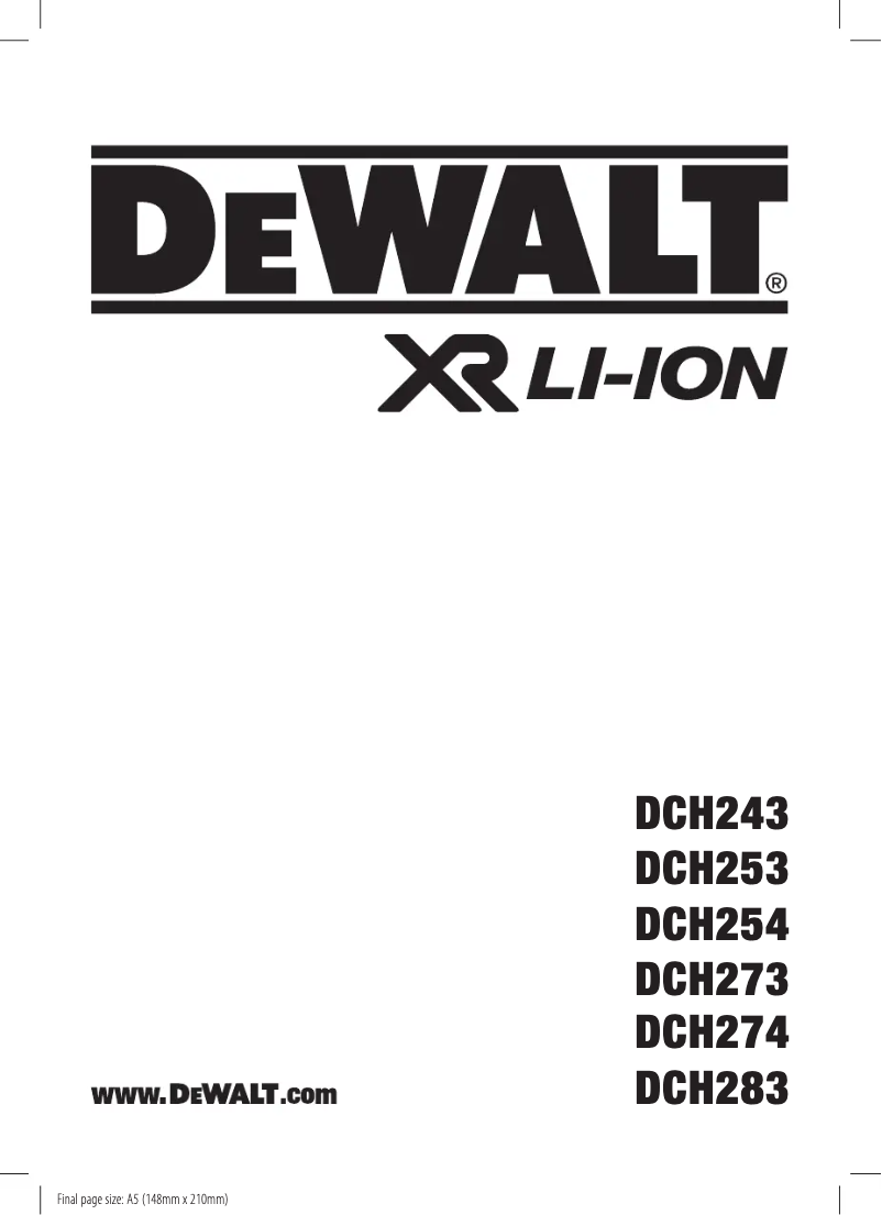 Page 1 of the manual User Manual DeWalt DCH243