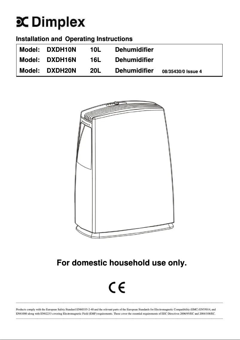 Page 1 of the manual User Manual Dimplex DXDH10N
