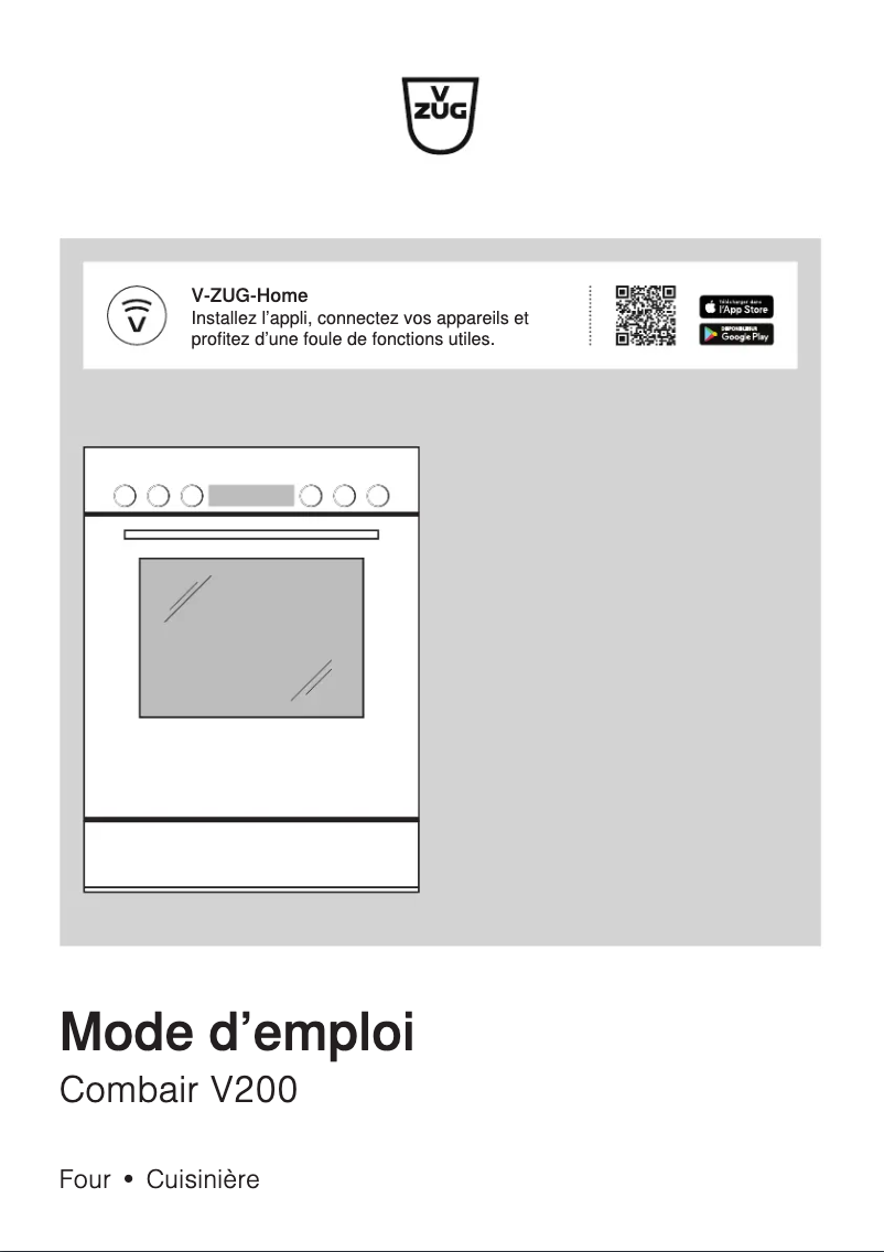 Page 1 of the manual User Manual V-Zug Combair V200