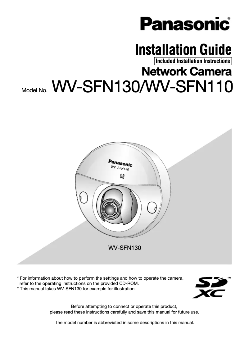 First page image of the manual for WV-SFN110