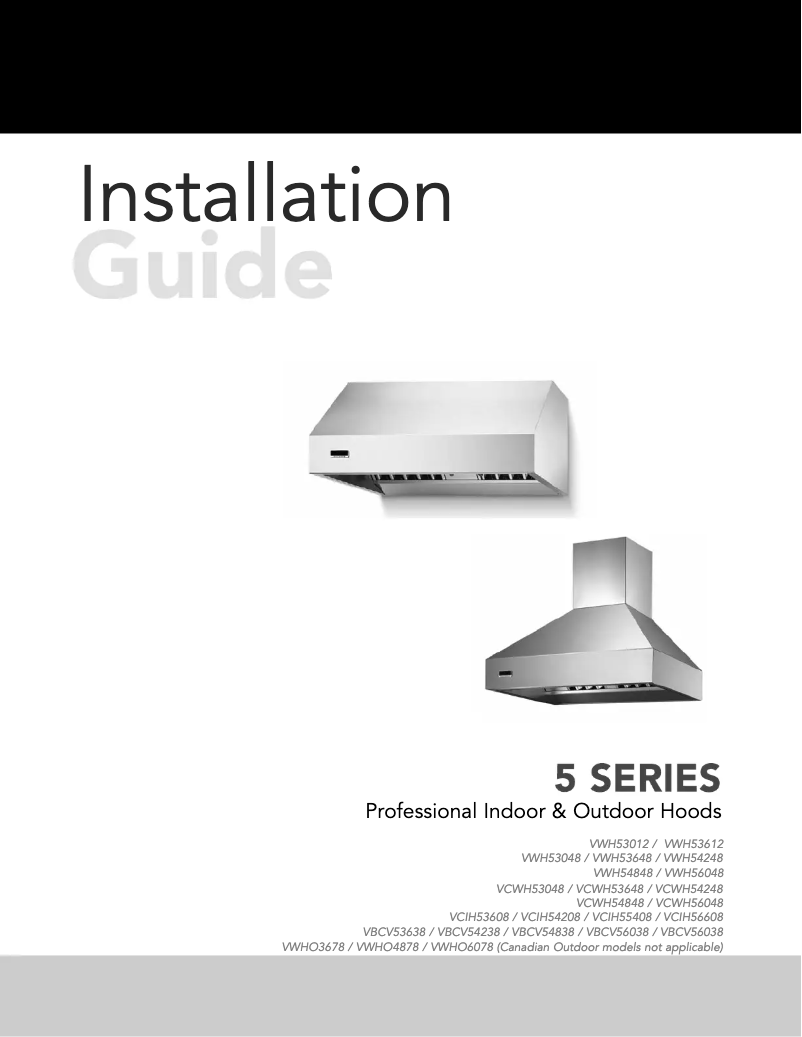 Page 1 of the manual Installation Guide Viking VCWH53048AB