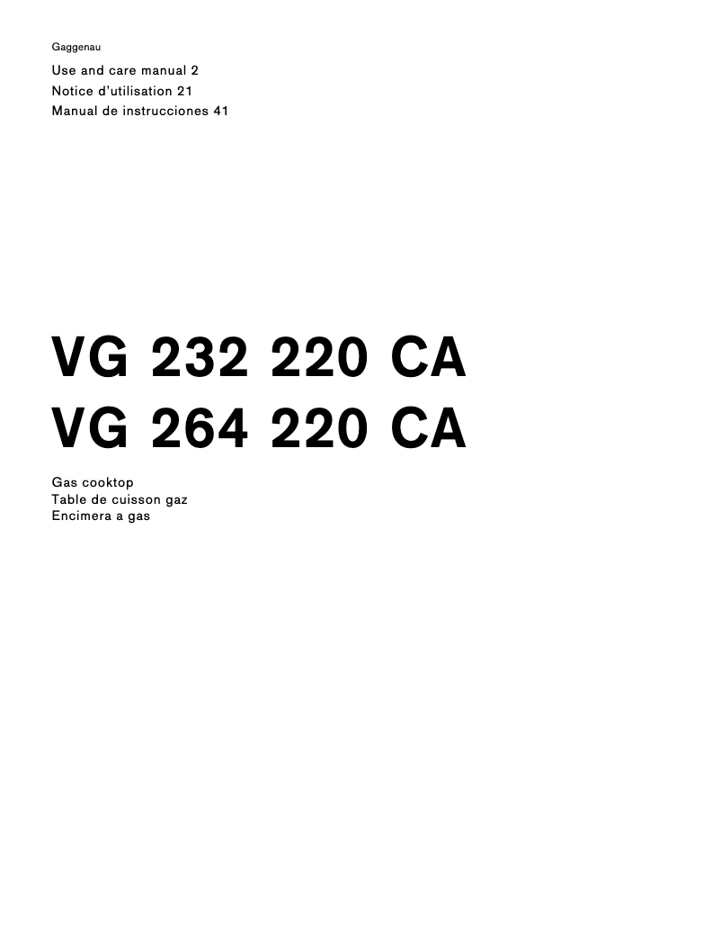First page image of the manual for VG264220CA