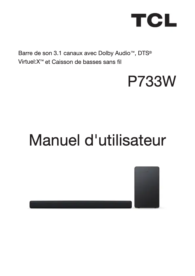 Page 1 of the manual User Manual TCL P733W