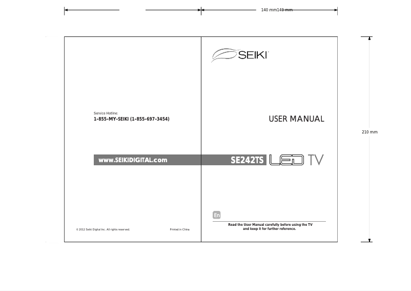 First page image of the manual for SE242TS