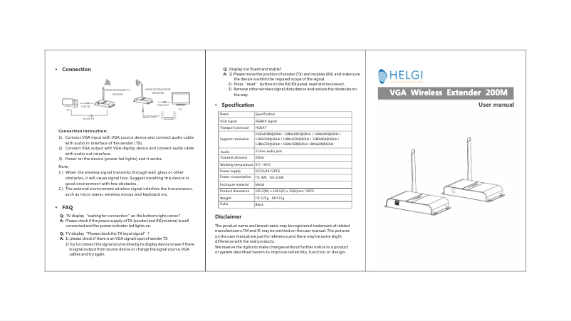 First page image of the manual for HLG0388VGA