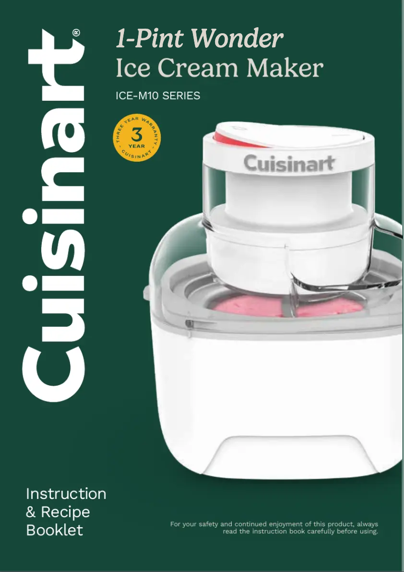 Page 1 of the manual User Manual Cuisinart 1 Pint Wonder ICE-M10