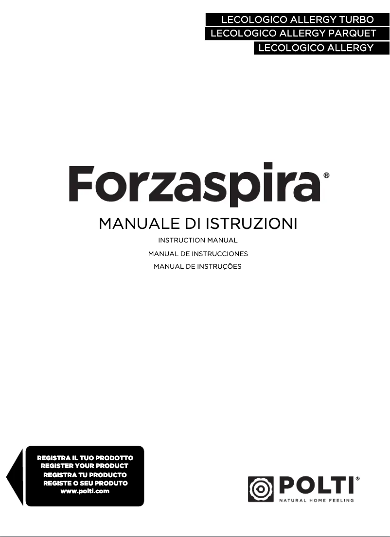 Page 1 of the manual User Manual Polti Forzaspira Lecologico Aqua Allergy Turbo Care