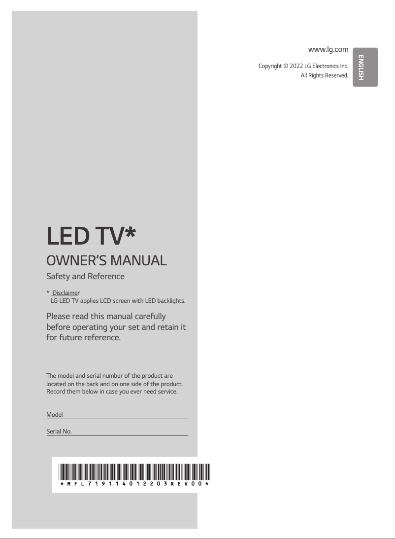 First page image of the manual for 86UQ901C0SD