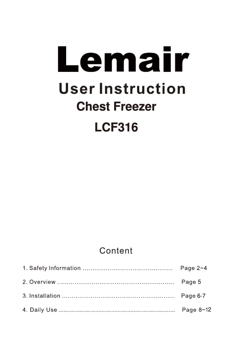 First page image of the manual for LCF316