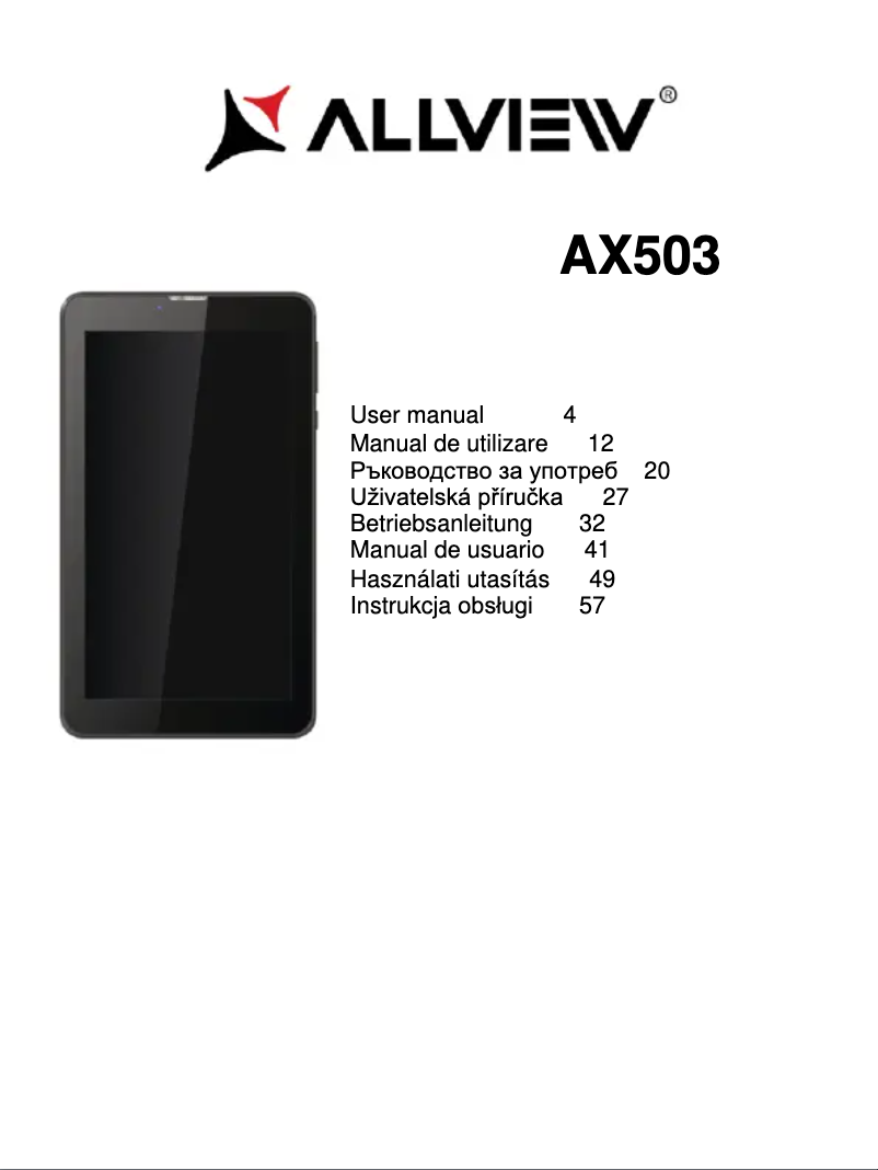 Page 1 of the manual User Manual Allview AX503