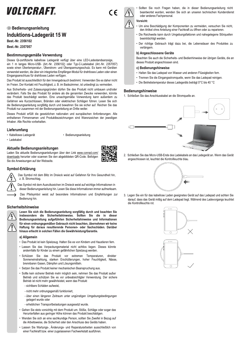 Page 1 of the manual User Manual Voltcraft Qi-45