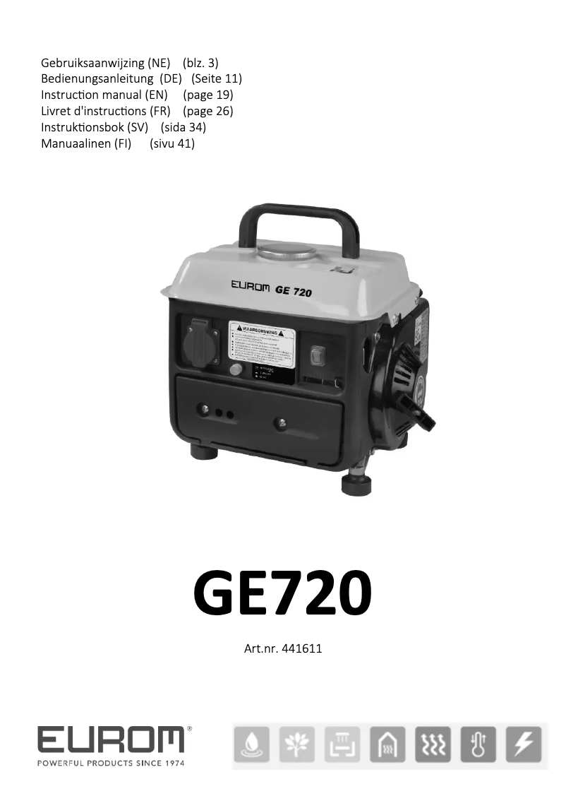 First page image of the manual for GE720