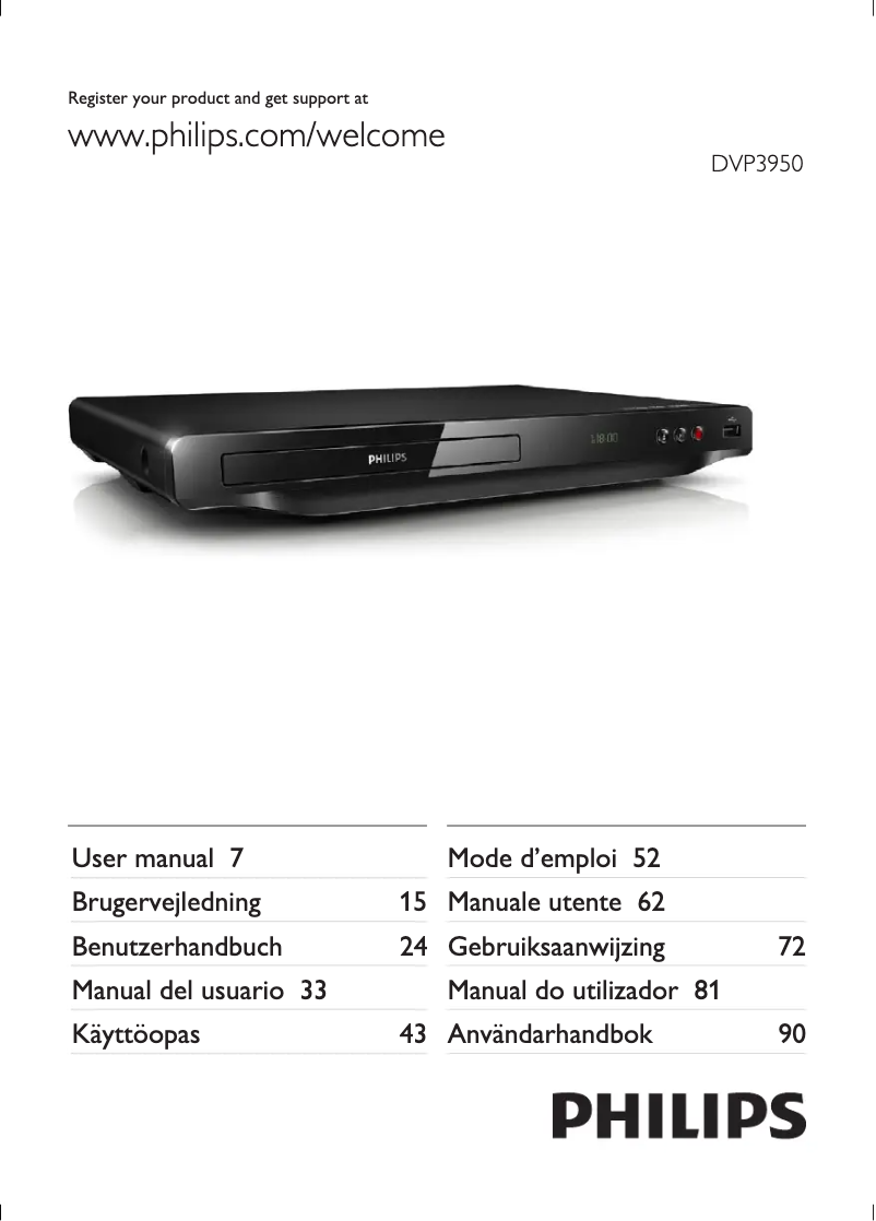 First page image of the manual for DVP3950