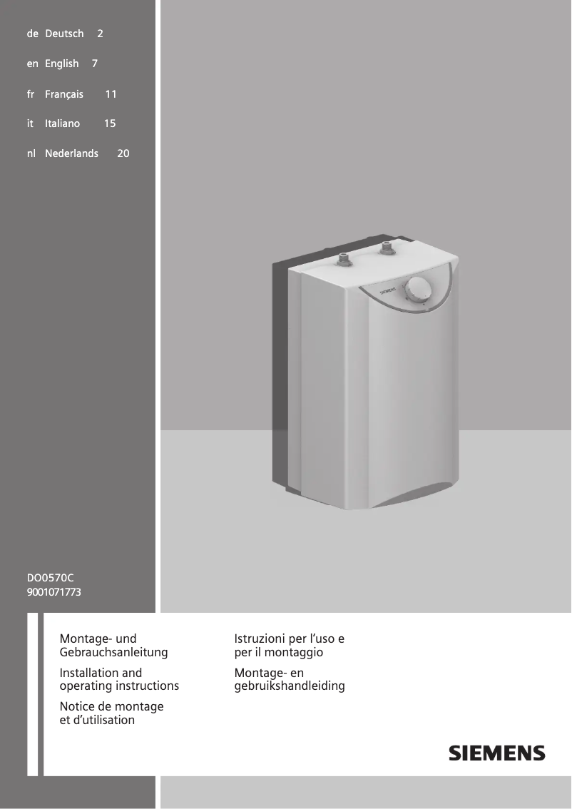 Page 1 of the manual Instruction Manual Siemens DO0570C