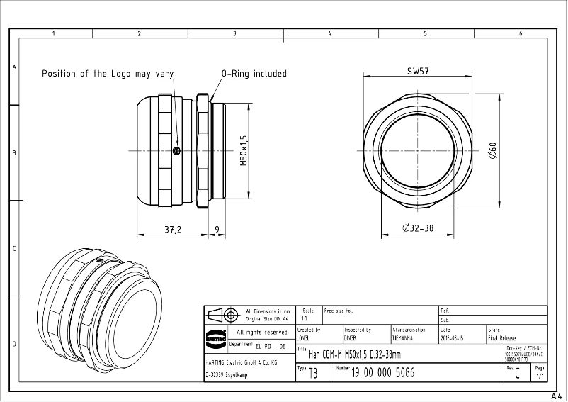 Page 1 of the manual User Manual Harting 19 00 000 5086