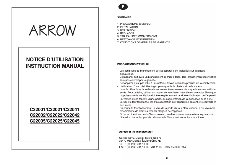 First page image of the manual for C22031