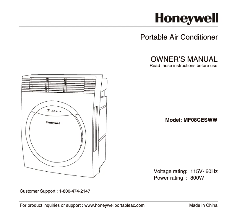 First page image of the manual for MF08CESWW