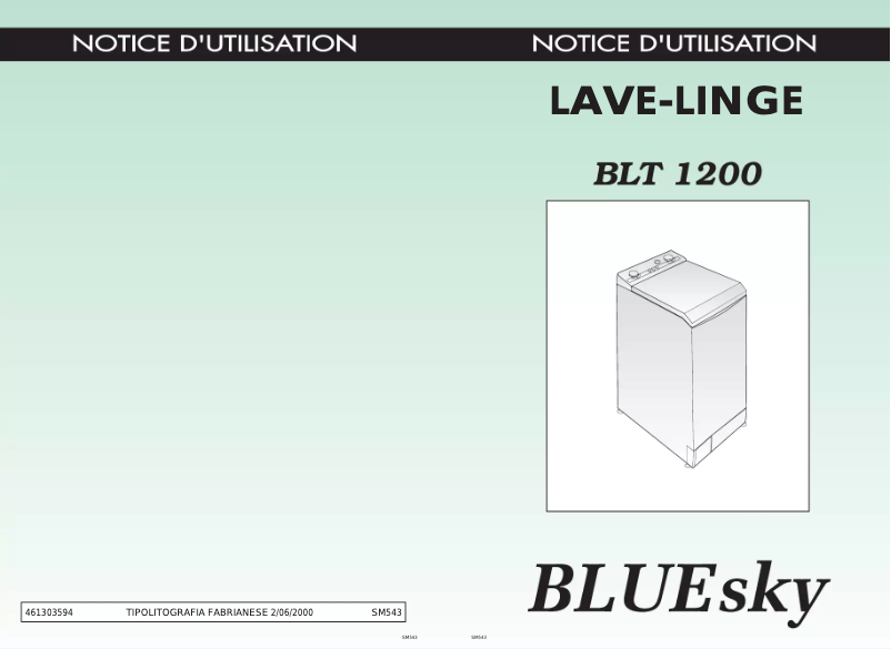 First page image of the manual for BLT 1200
