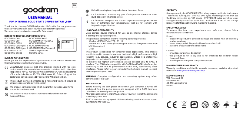 Page 1 de la notice Manuel utilisateur Goodram IRDM Pro gen.2
