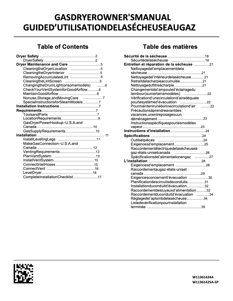 Page 1 of the manual User Manual Maytag MGDC465HW