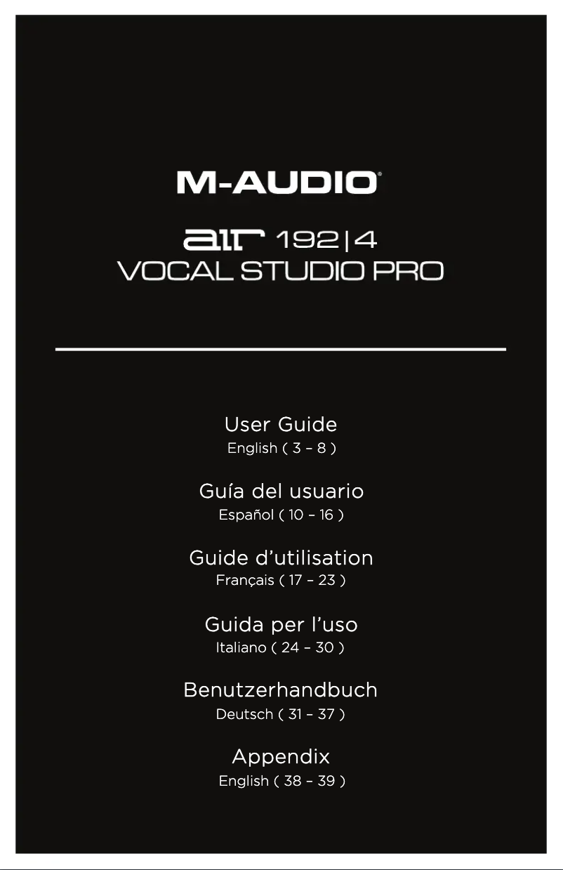 First page image of the manual for Vocal Studio