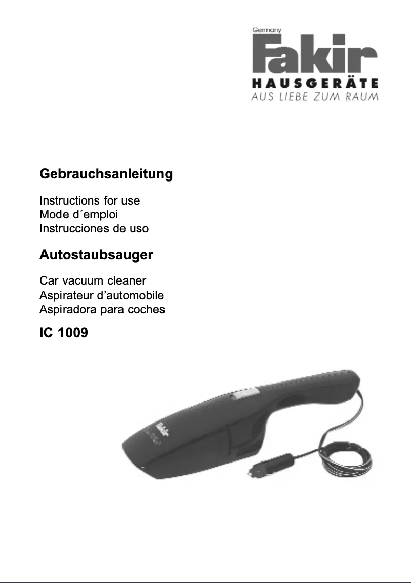 First page image of the manual for IC 1009
