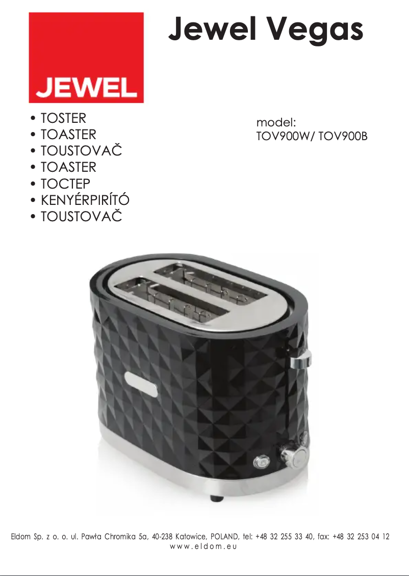 First page image of the manual for Jewel Vegas TOV900B