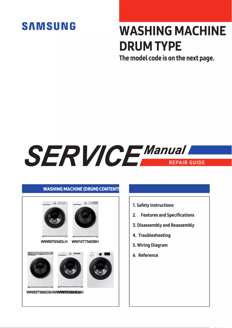 Page 1 of the manual User Manual Samsung WW9GT684ALE