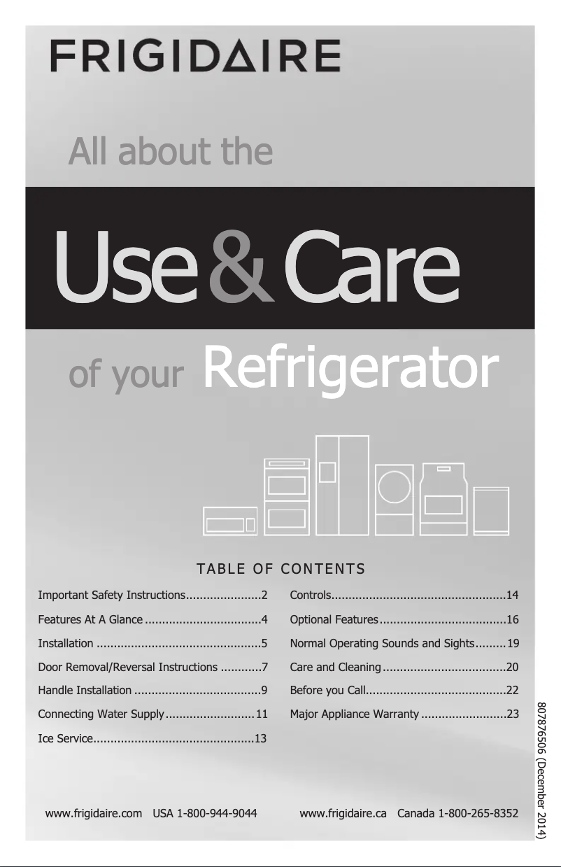 First page image of the manual for FFHI2131QS